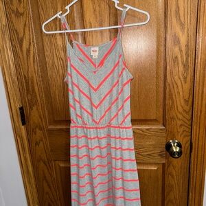 Mossimo Supply Co. Gray and Pink Striped Midi Dress